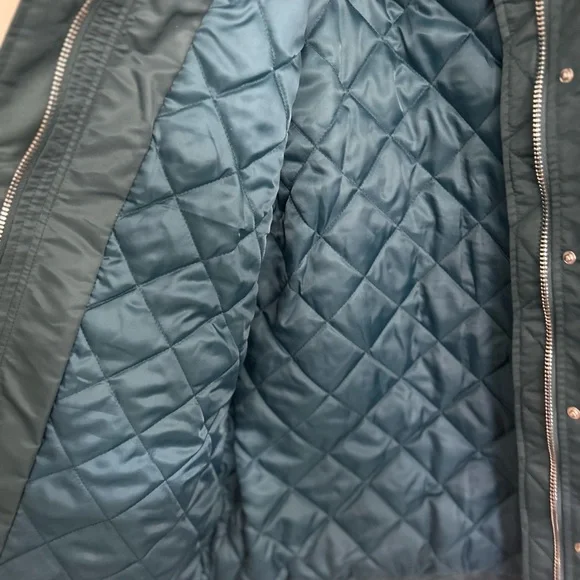 Anthropologie Blank‎ NYC Faux Fur Collar Bomber Jacket Teal Full Zip Small NWT - Picture 11 of 13